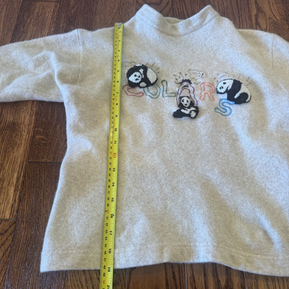 VTG United Colors of Benetton Womens 34" Lambswool Short Sweater 90's Panda - Picture 16 of 16
